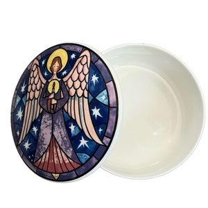 MIKASA Round Angel Porcelain Covered
Box, Keepsake, HK 501 Angel, 5" Diameter